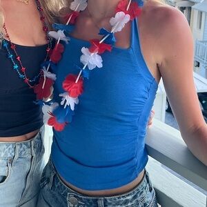 Blue Halter Neck Tie Summer Top